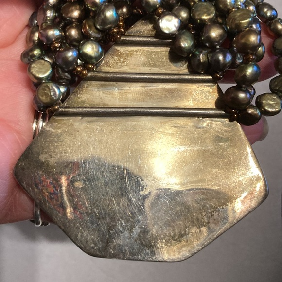 Genuine jasper statement necklace , no marks found , multi strand beaded - Picture 5 of 8